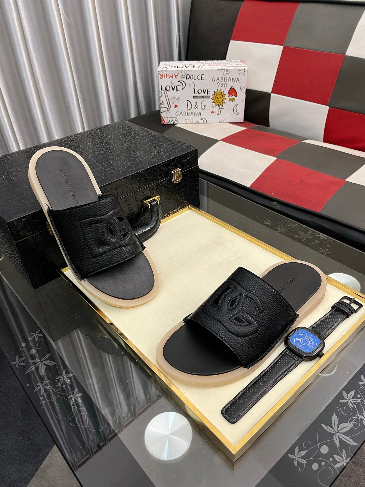 Dolce & Gabbana DG Men's PVC Slides with Molded TPU Sole