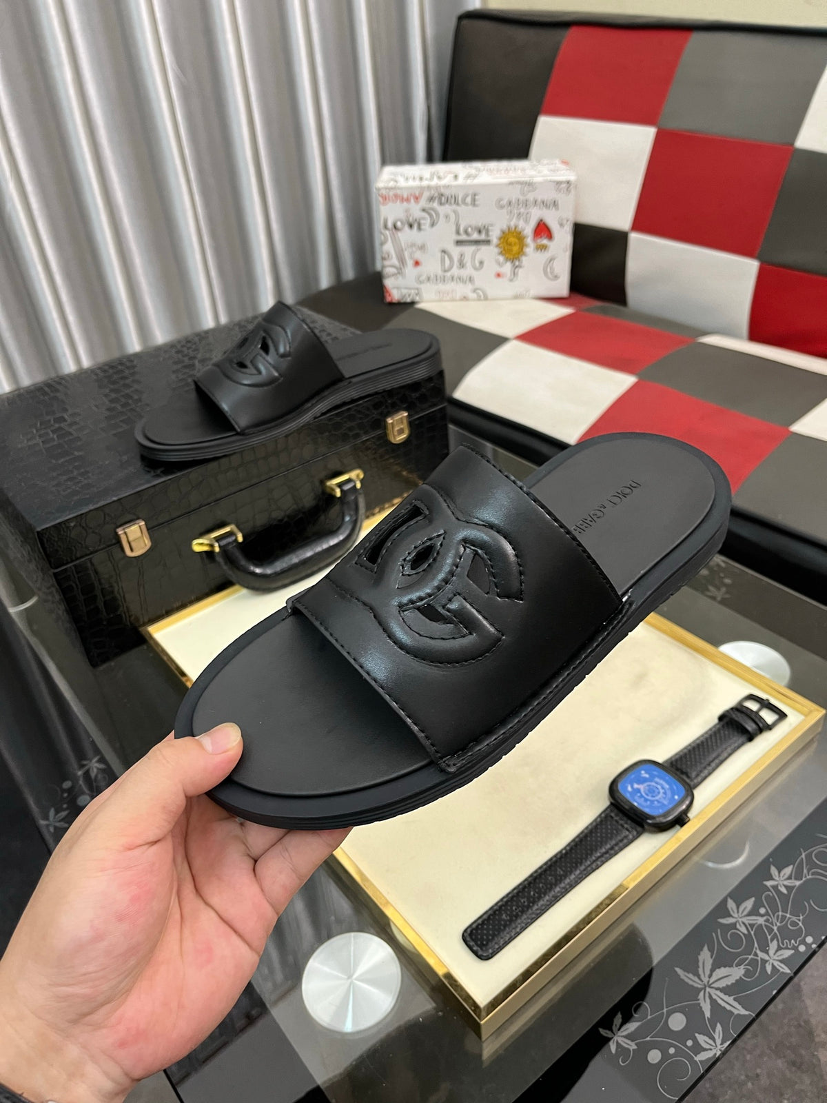 Dolce & Gabbana DG Men's PVC Slides with Molded TPU Sole