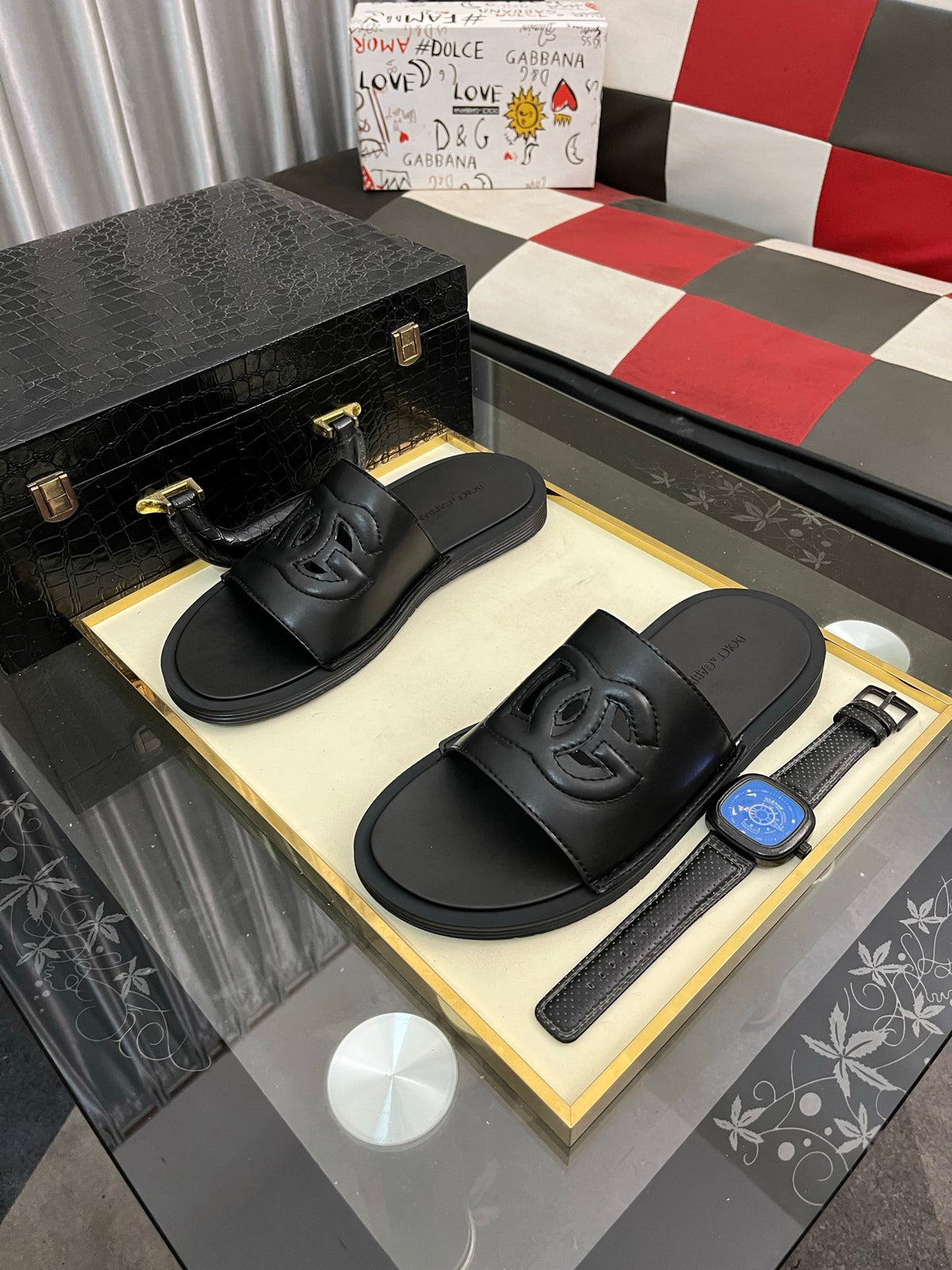 Dolce & Gabbana DG Men's PVC Slides with Molded TPU Sole
