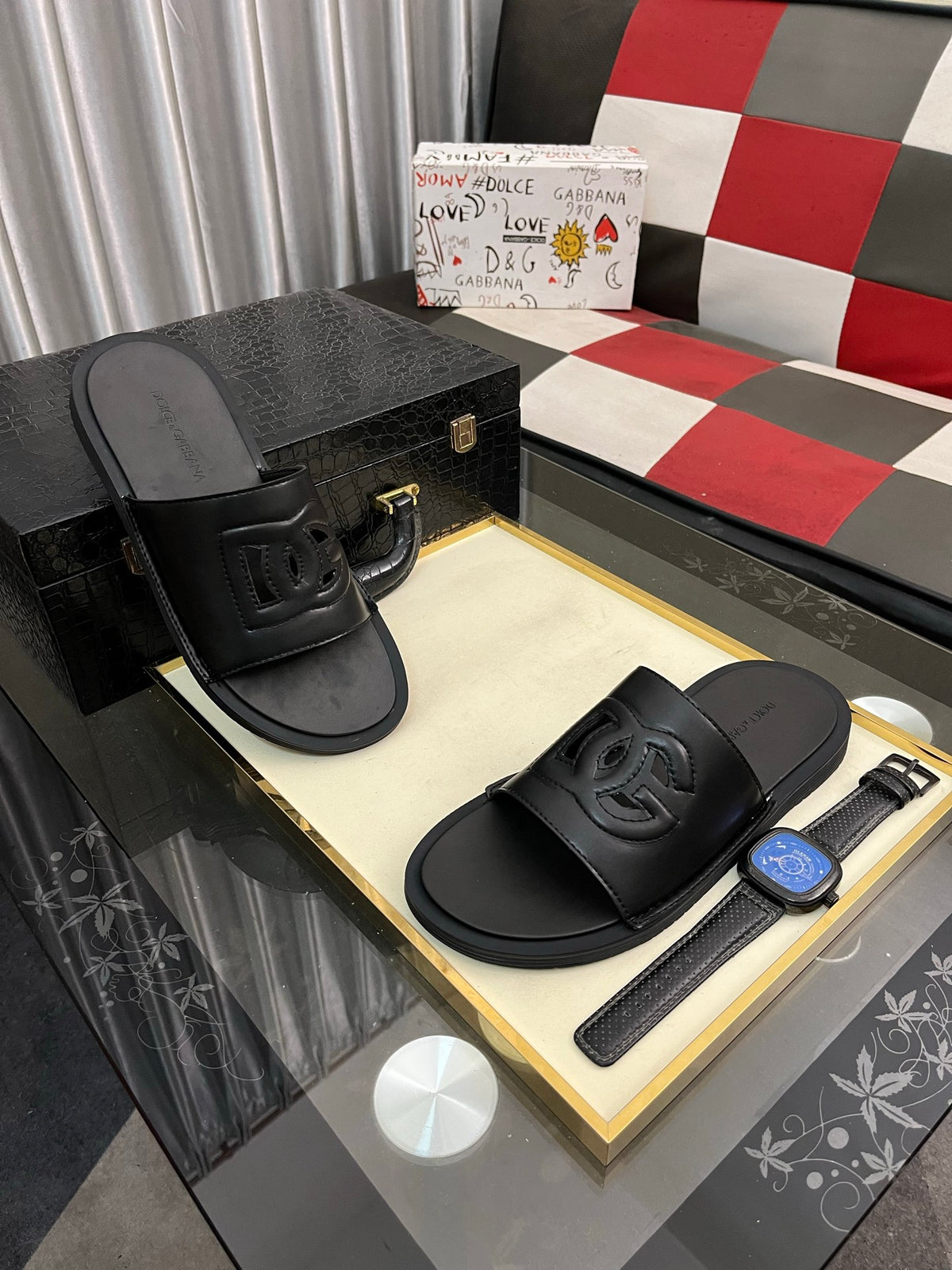 Dolce & Gabbana DG Men's PVC Slides with Molded TPU Sole