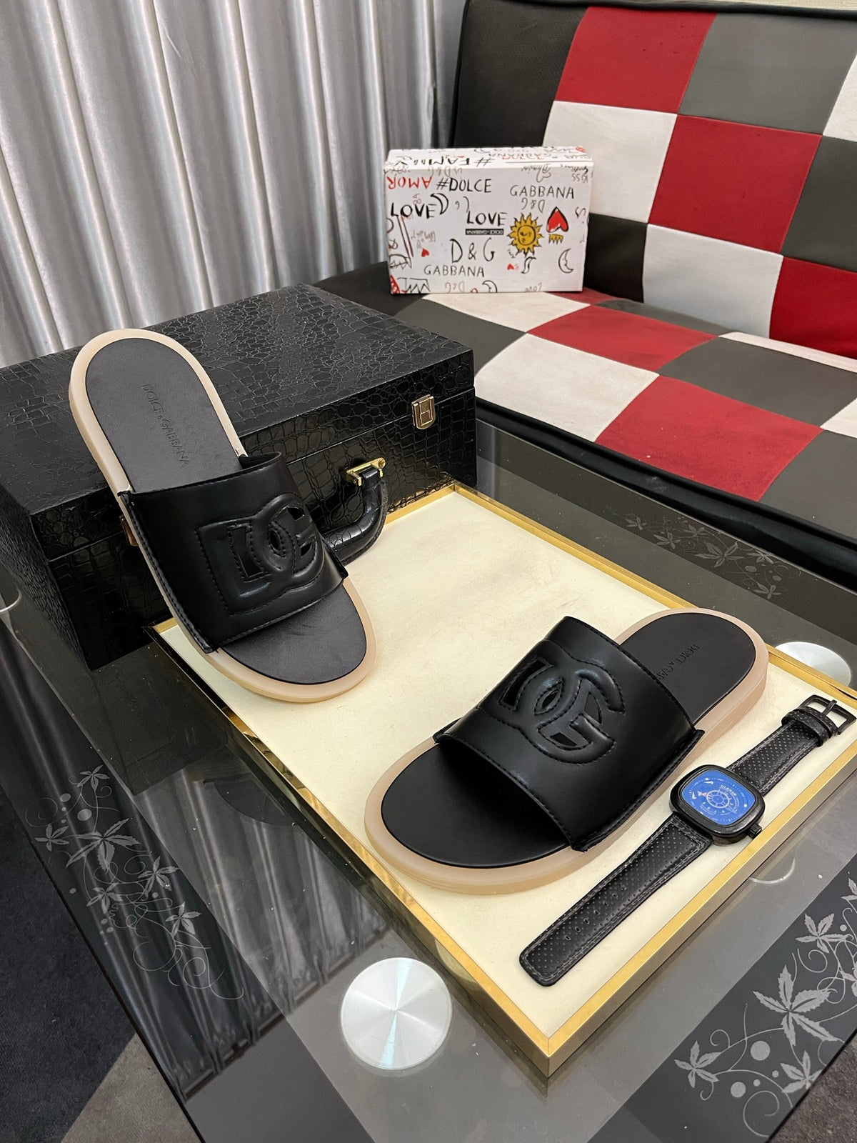 Dolce & Gabbana DG Men's PVC Slides with Molded TPU Sole