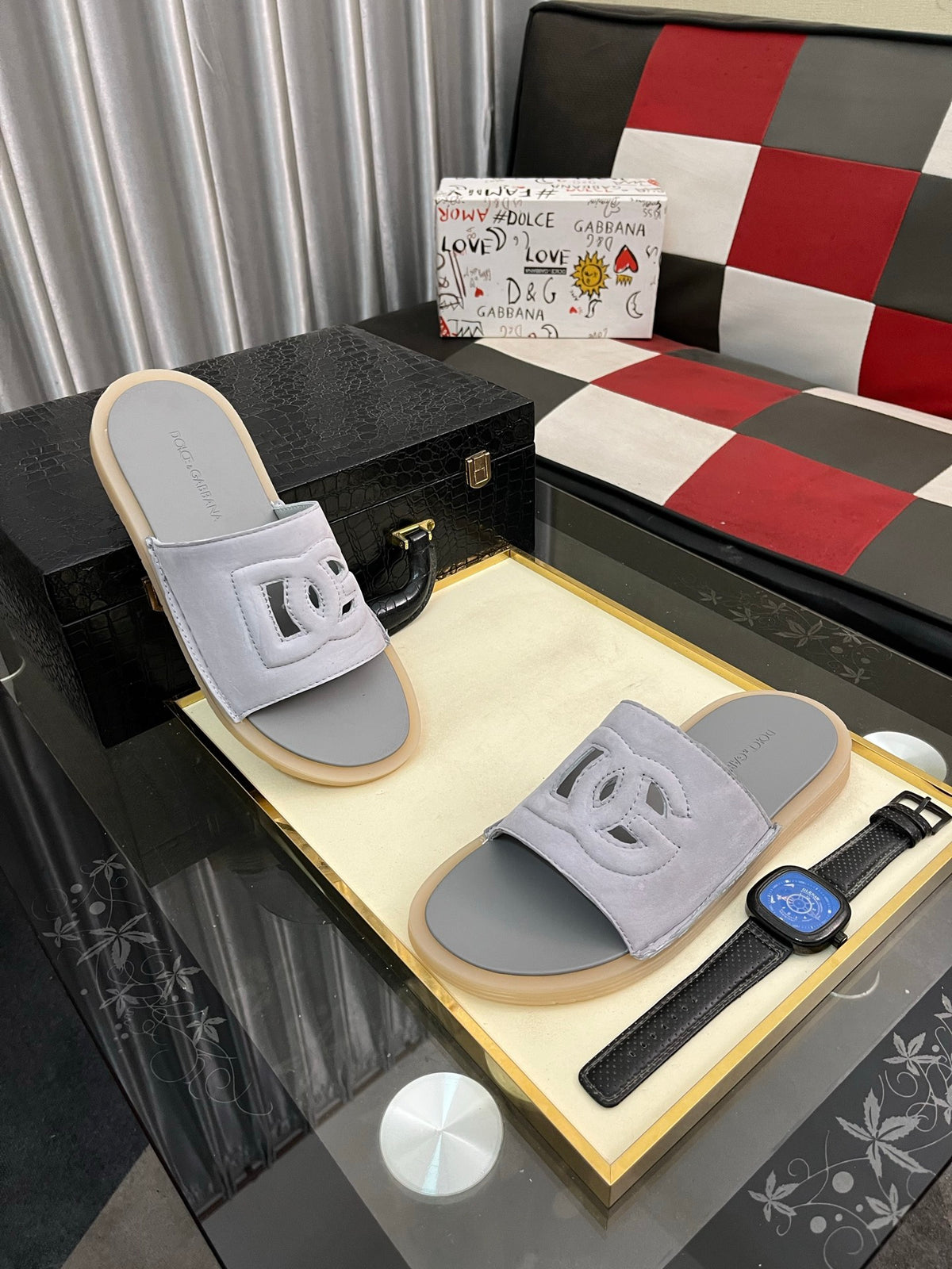 Dolce & Gabbana DG Men's PVC Slides with Molded TPU Sole