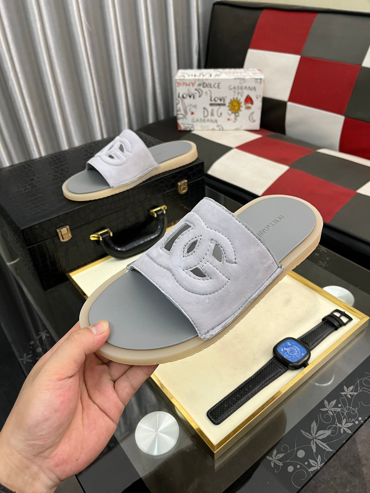 Dolce & Gabbana DG Men's PVC Slides with Molded TPU Sole