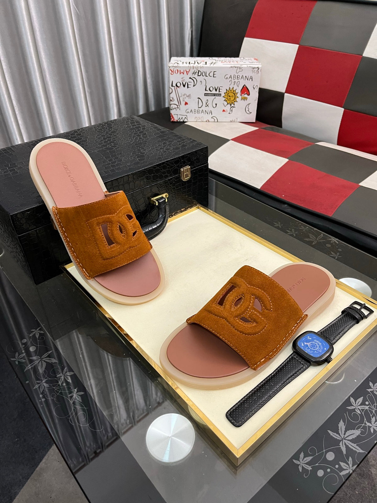 Dolce & Gabbana DG Men's PVC Slides with Molded TPU Sole