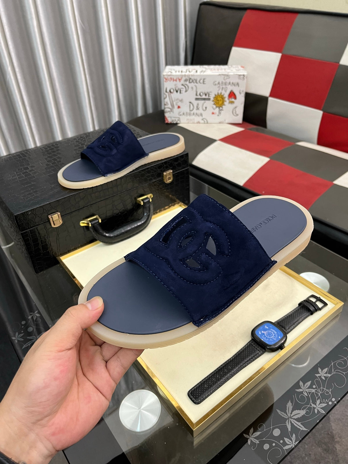 Dolce & Gabbana DG Men's PVC Slides with Molded TPU Sole
