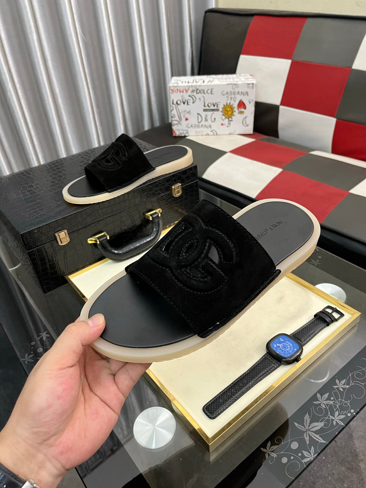 Dolce & Gabbana DG Men's PVC Slides with Molded TPU Sole