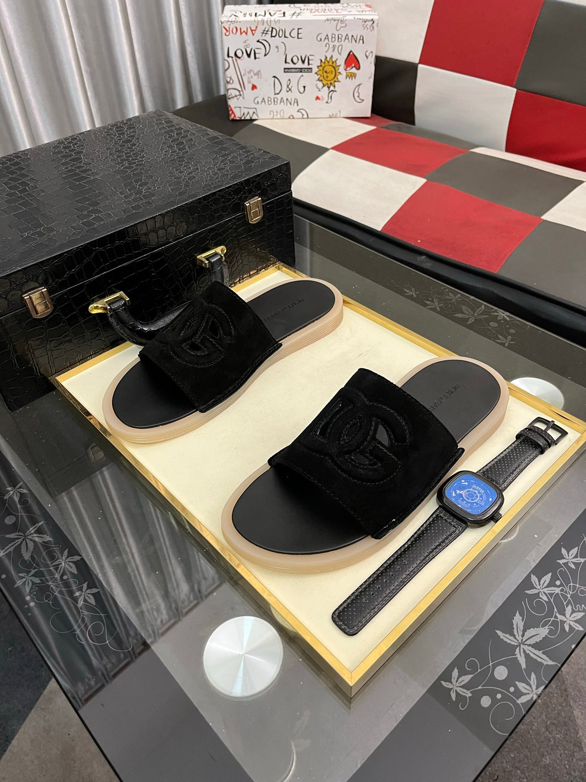 Dolce & Gabbana DG Men's PVC Slides with Molded TPU Sole