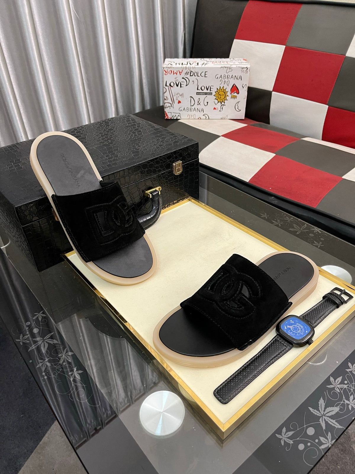 Dolce & Gabbana DG Men's PVC Slides with Molded TPU Sole