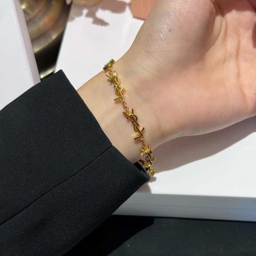 yellow brass stylish Bracelet for women - product detail view