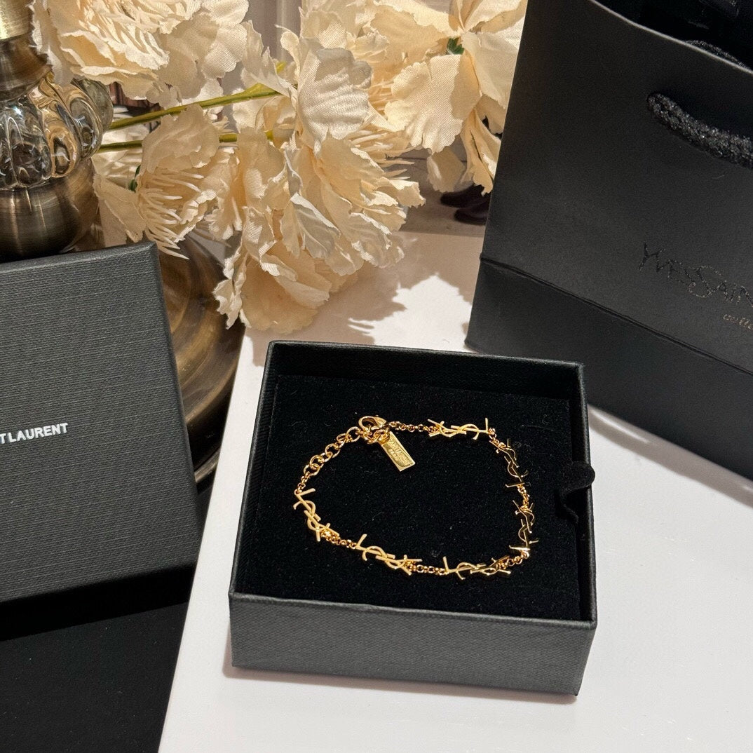 yellow brass stylish Bracelet for women - alternate angle view 2