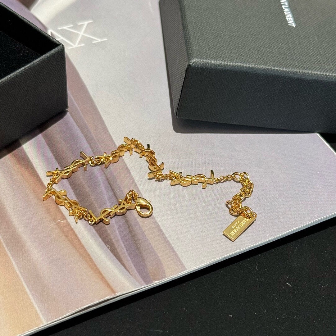 yellow brass stylish Bracelet for women - alternate angle view 3