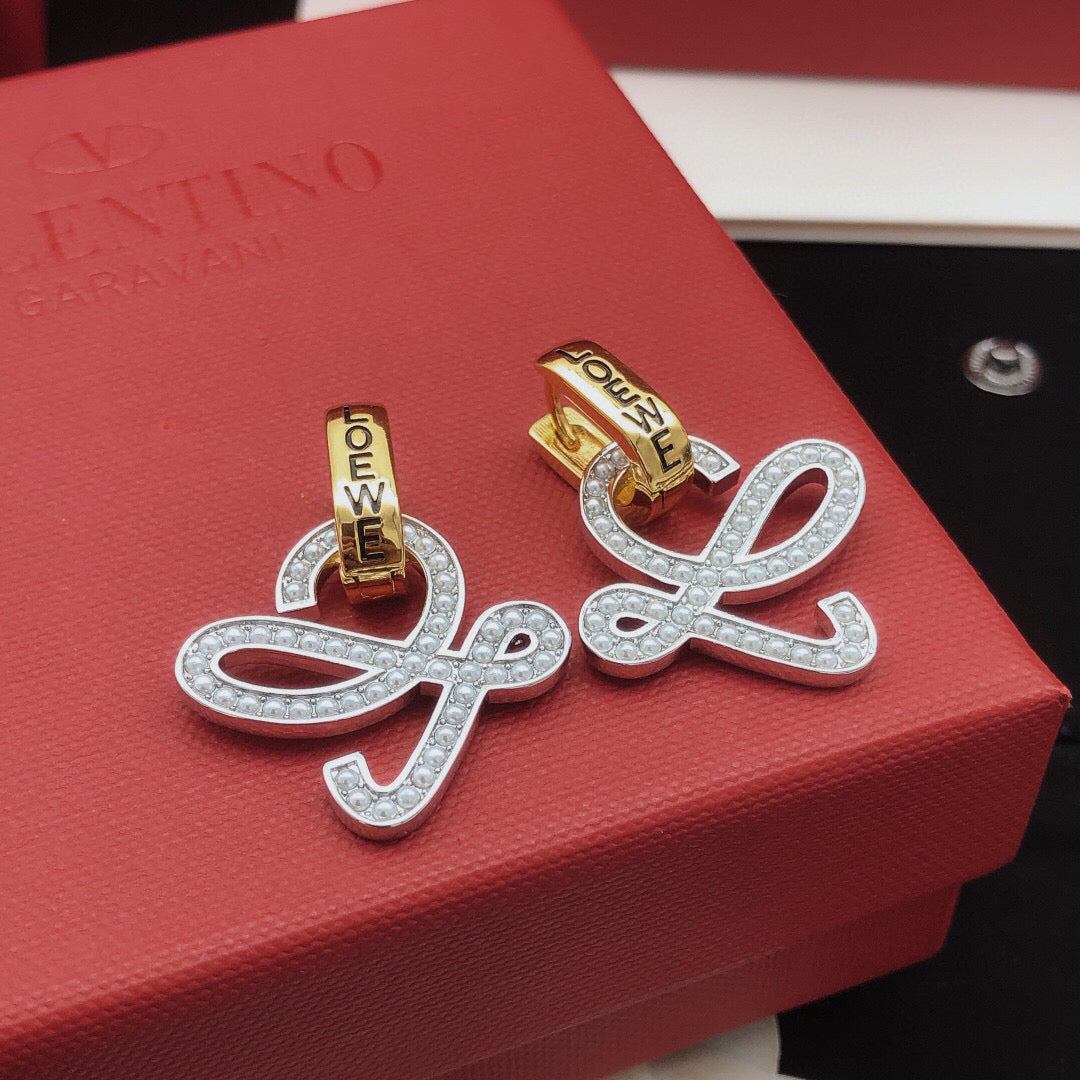 beige brass Hook Earrings for women - alternate angle view 2