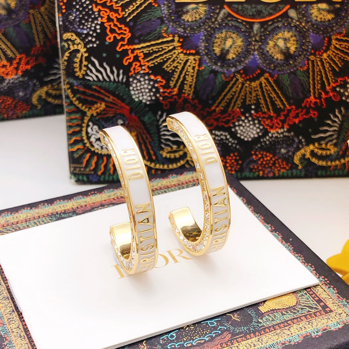 white brass Hook Earrings for women - alternate angle view 3