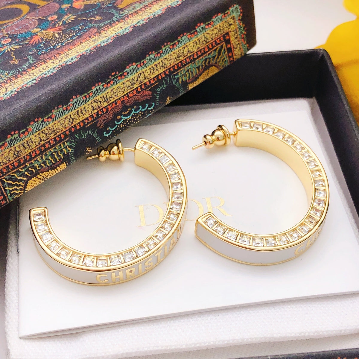 white brass Hook Earrings for women - alternate angle view 6