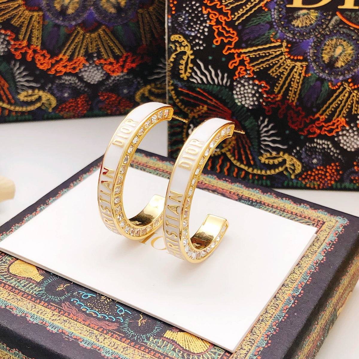 white brass Hook Earrings for women - alternate angle view 2