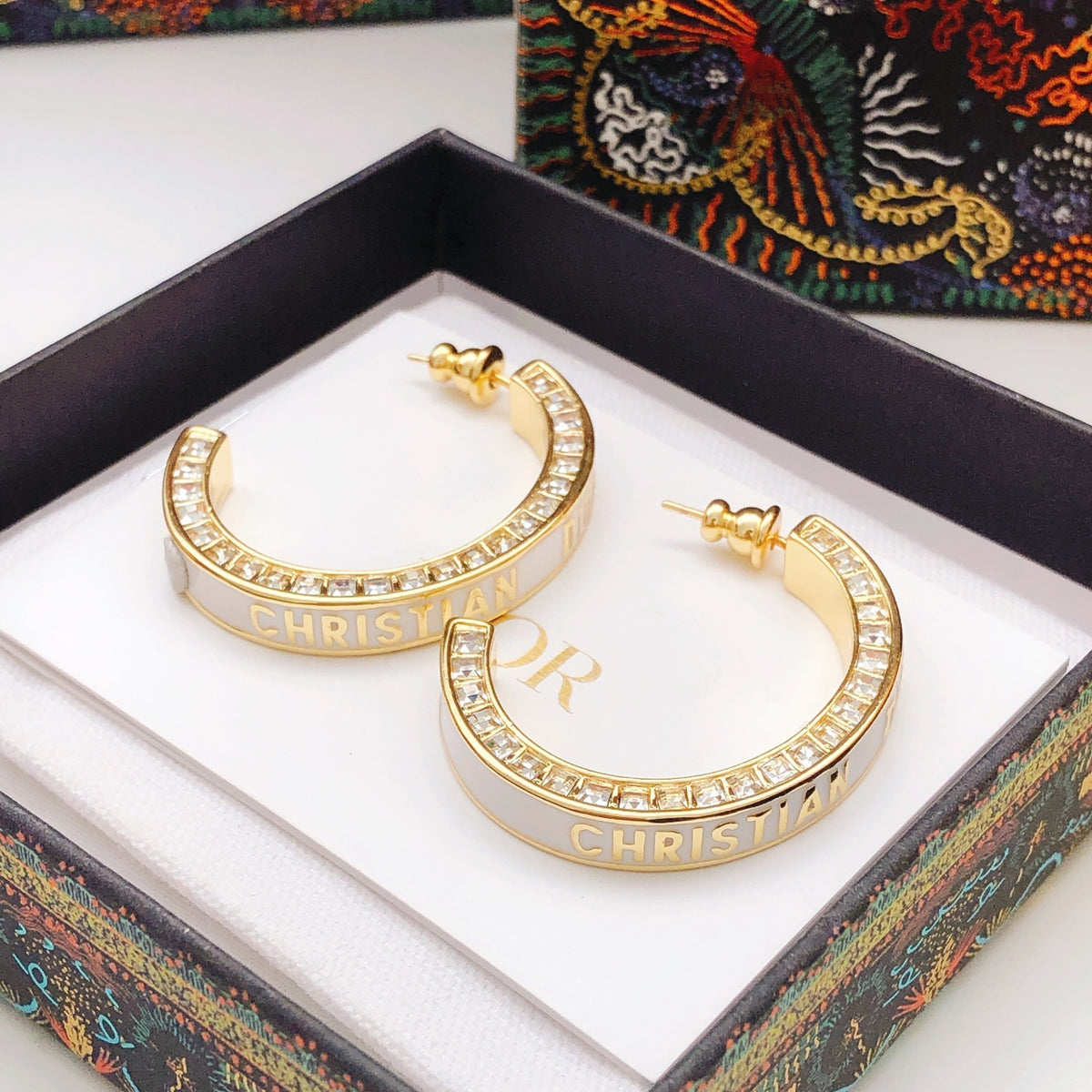 white brass Hook Earrings for women - alternate angle view 7