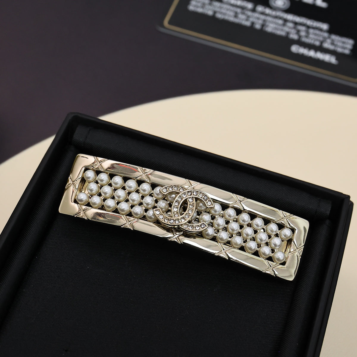 gold pearl Hair Clip for women - alternate angle view 3