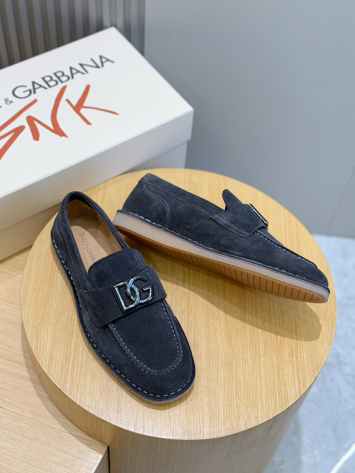 Dolce & Gabbana DG Men's New Florio Suede Moccasin Loafers with Logo