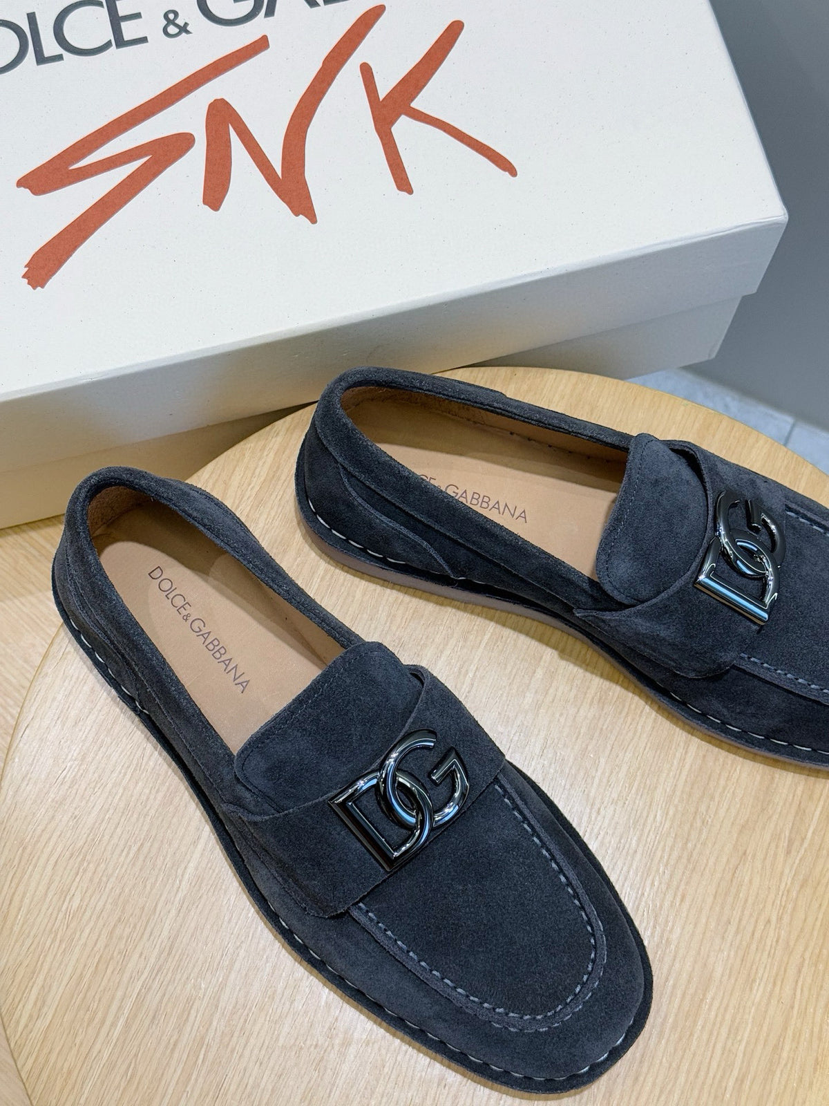 Dolce & Gabbana DG Men's New Florio Suede Moccasin Loafers with Logo