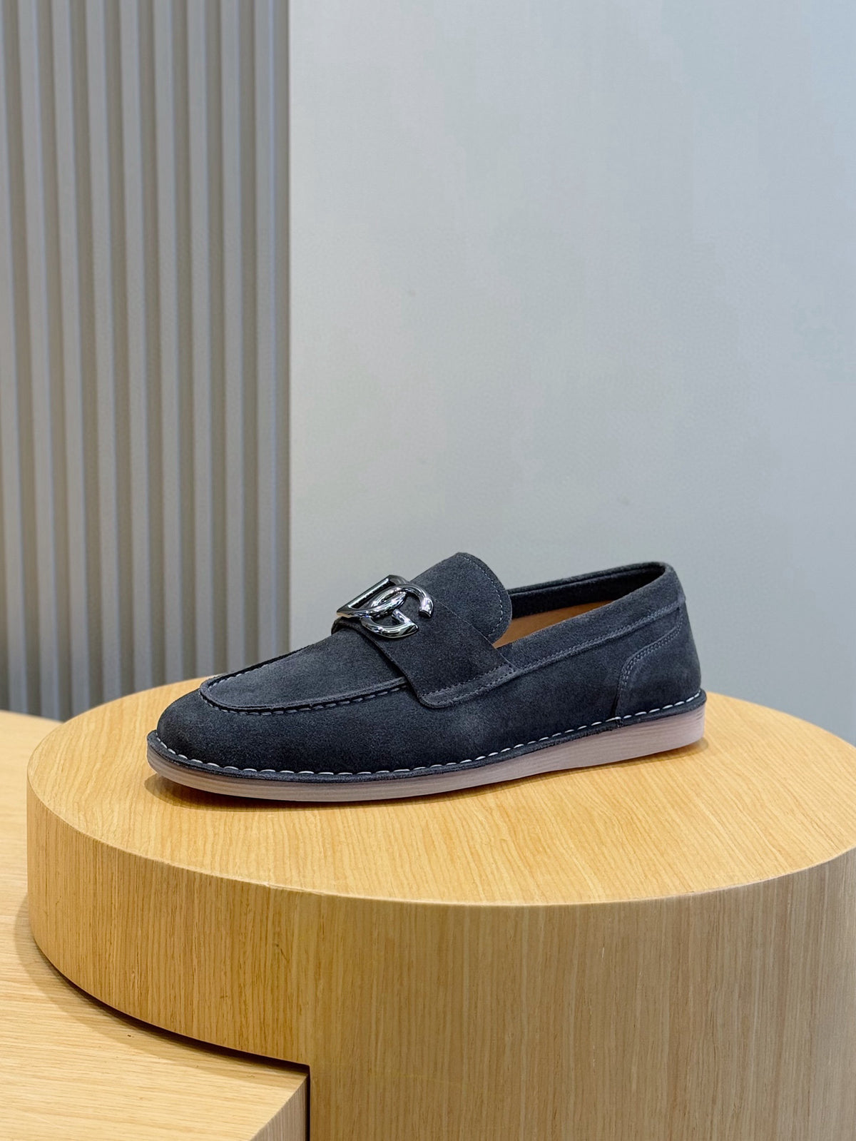 Dolce & Gabbana DG Men's New Florio Suede Moccasin Loafers with Logo