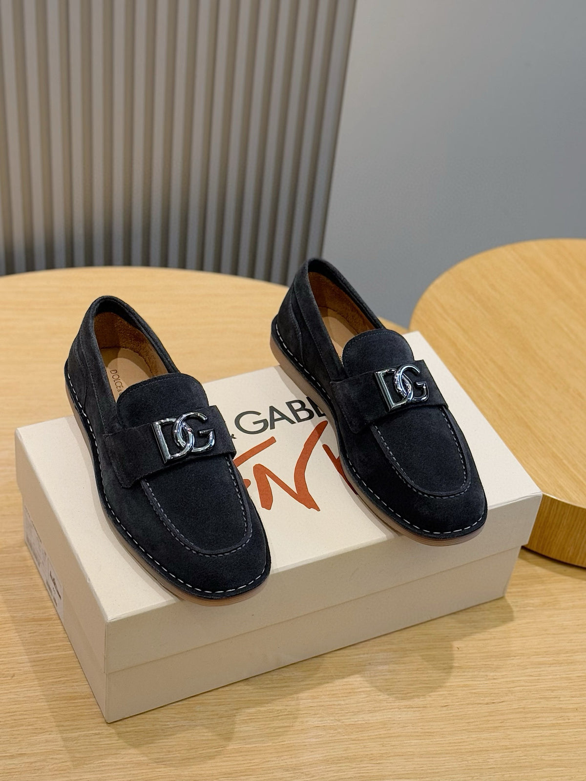 Dolce & Gabbana DG Men's New Florio Suede Moccasin Loafers with Logo