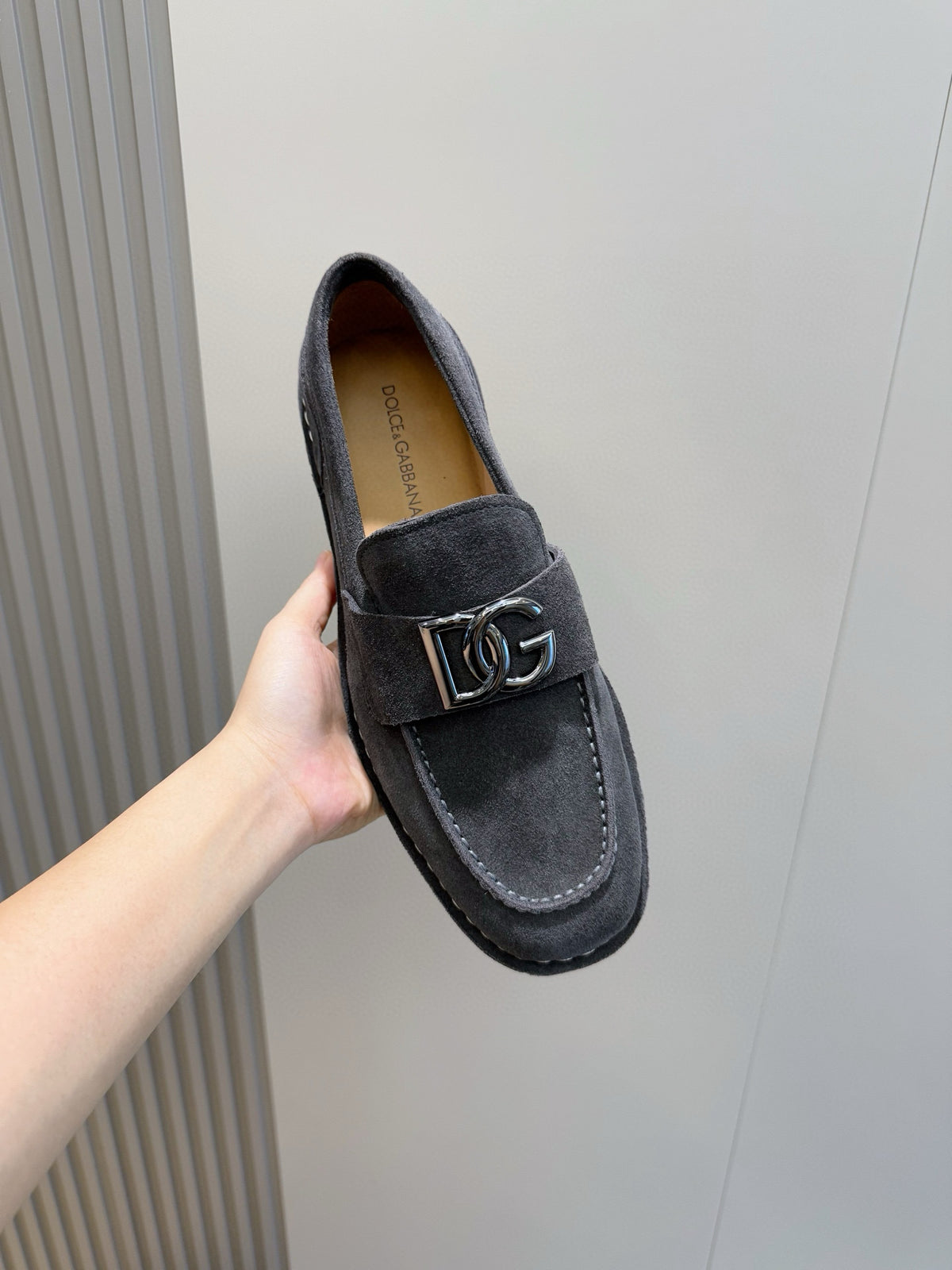 Dolce & Gabbana DG Men's New Florio Suede Moccasin Loafers with Logo