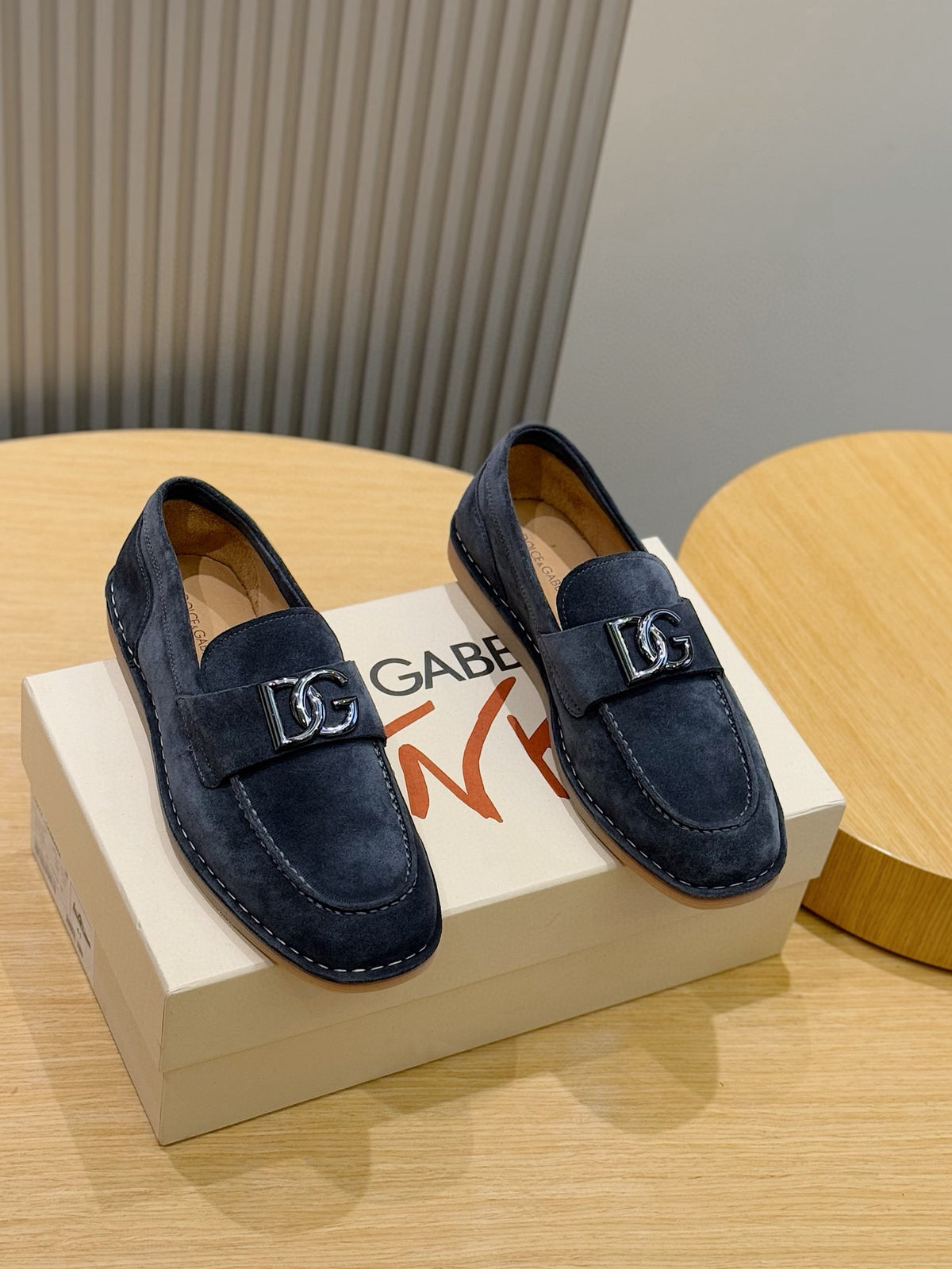 Dolce & Gabbana DG Men's New Florio Suede Moccasin Loafers with Logo