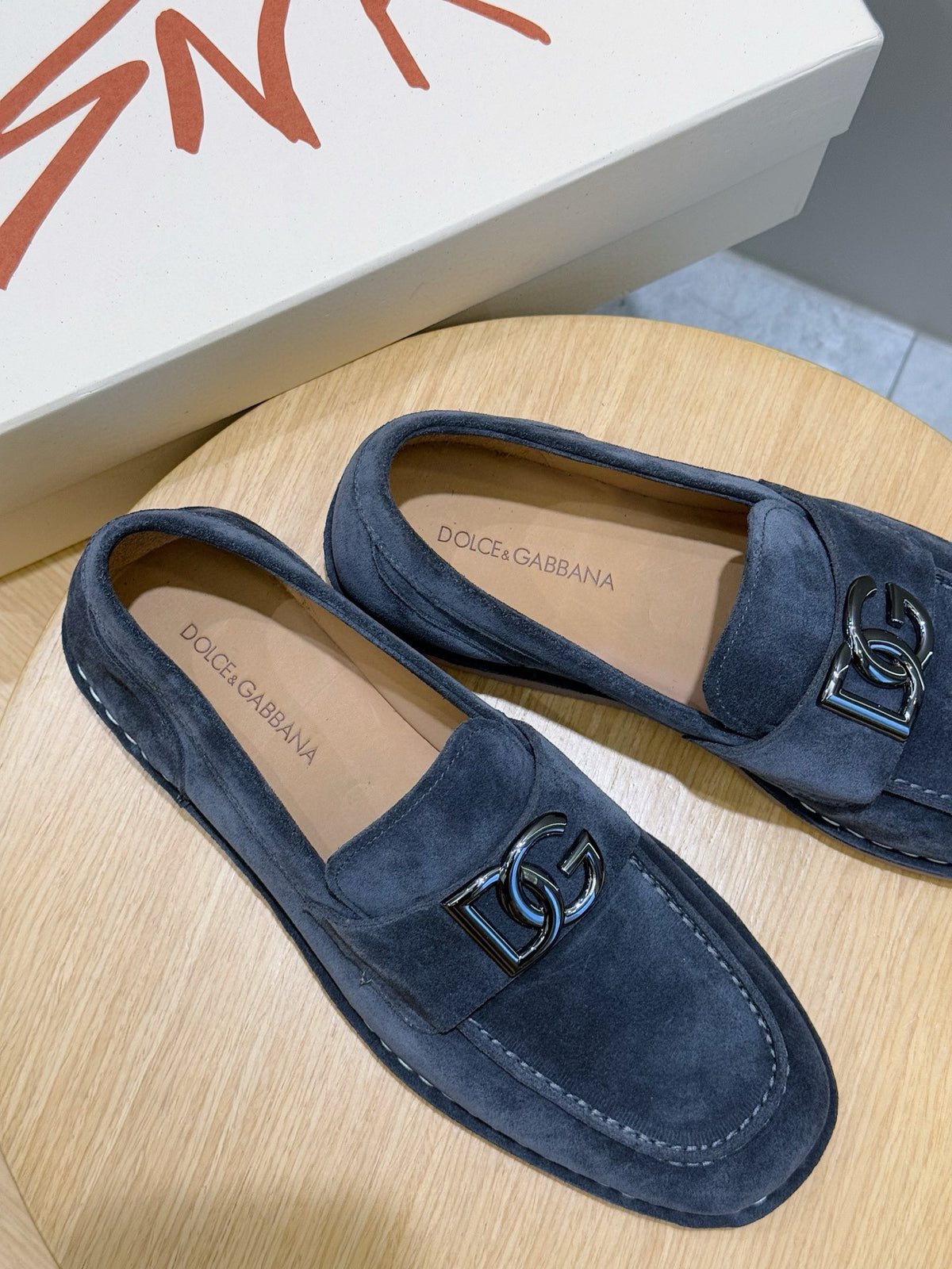 Dolce & Gabbana DG Men's New Florio Suede Moccasin Loafers with Logo