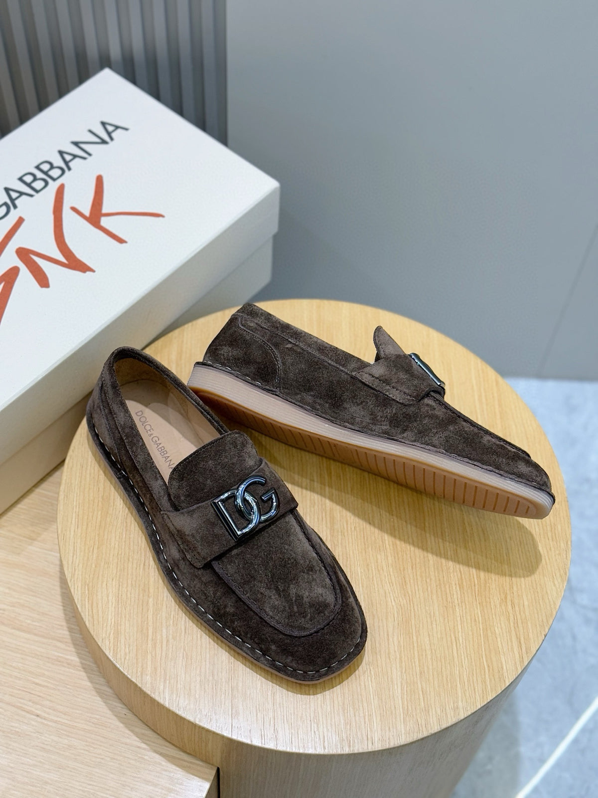 Dolce & Gabbana DG Men's New Florio Suede Moccasin Loafers with Logo
