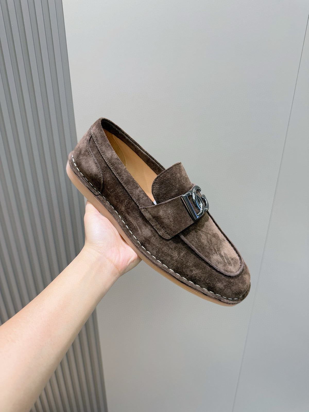 Dolce & Gabbana DG Men's New Florio Suede Moccasin Loafers with Logo