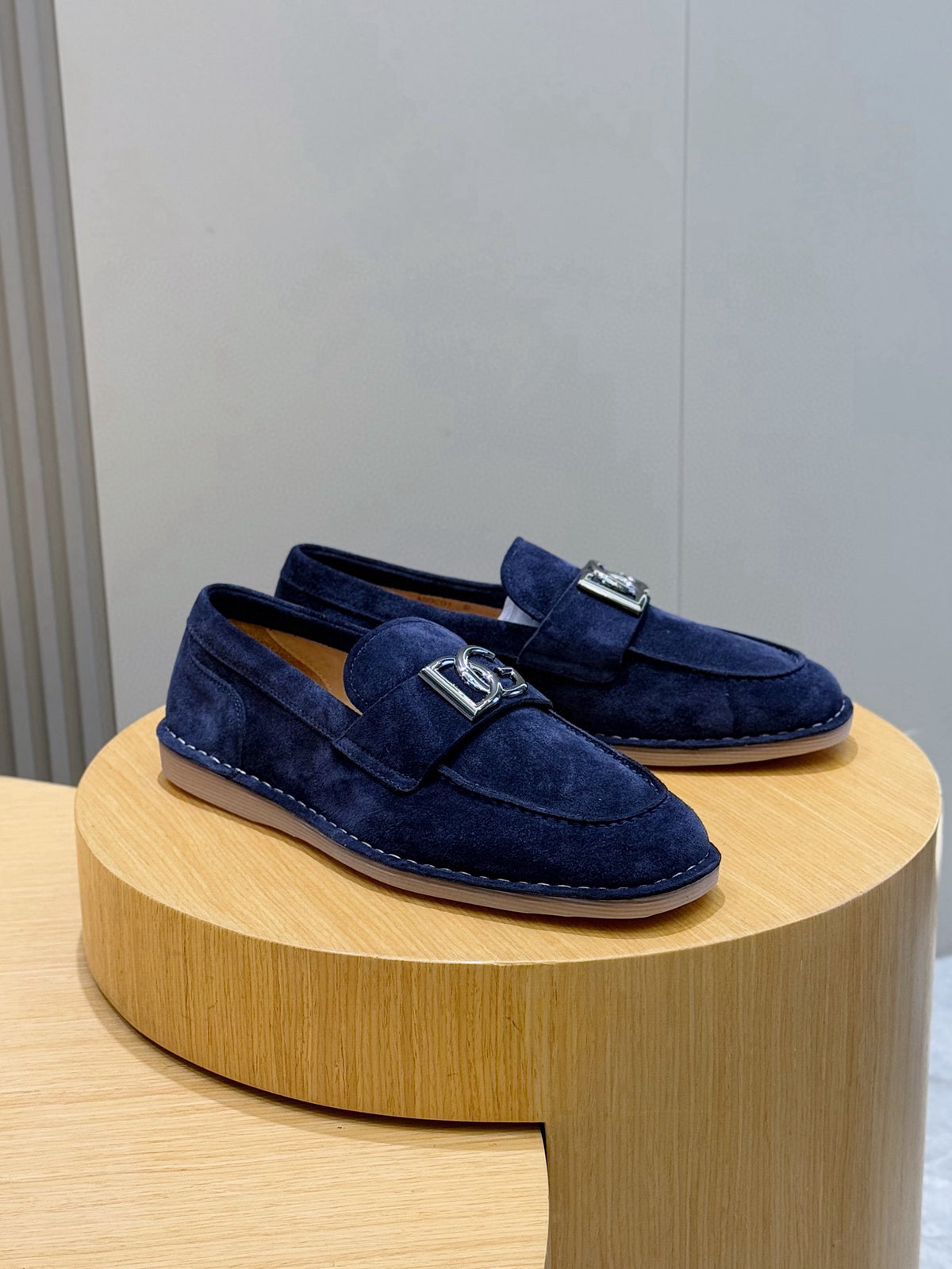 Dolce & Gabbana DG Men's New Florio Suede Moccasin Loafers with Logo