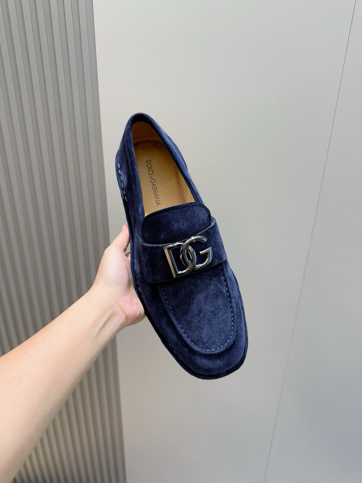 Dolce & Gabbana DG Men's New Florio Suede Moccasin Loafers with Logo