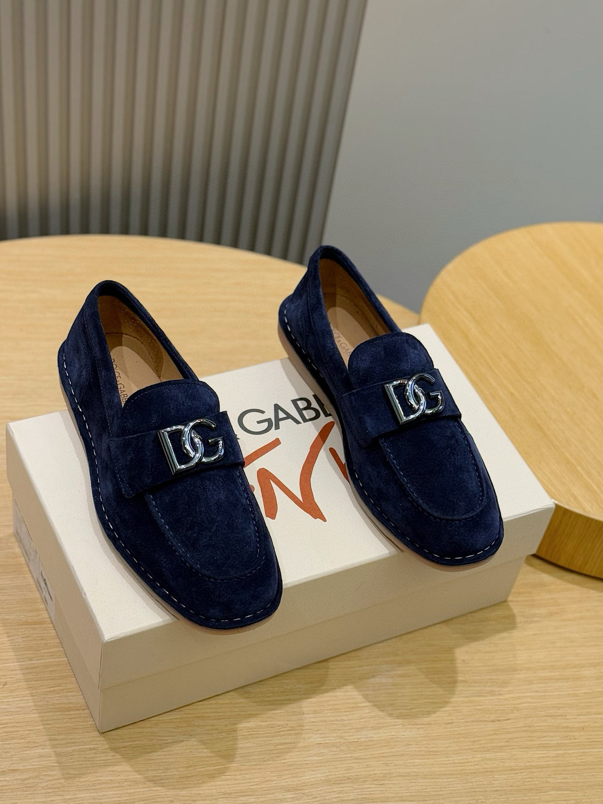 Dolce & Gabbana DG Men's New Florio Suede Moccasin Loafers with Logo
