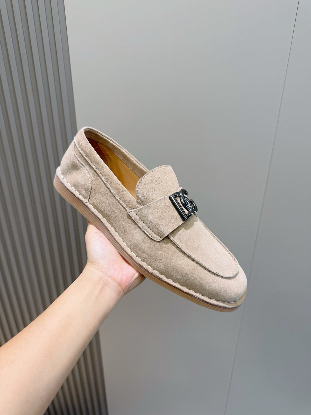 Dolce & Gabbana DG Men's New Florio Suede Moccasin Loafers with Logo