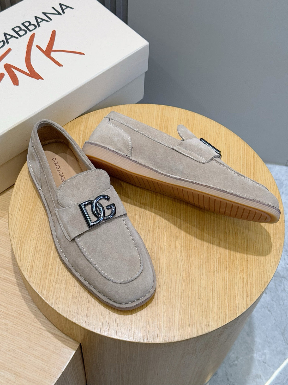 Dolce & Gabbana DG Men's New Florio Suede Moccasin Loafers with Logo