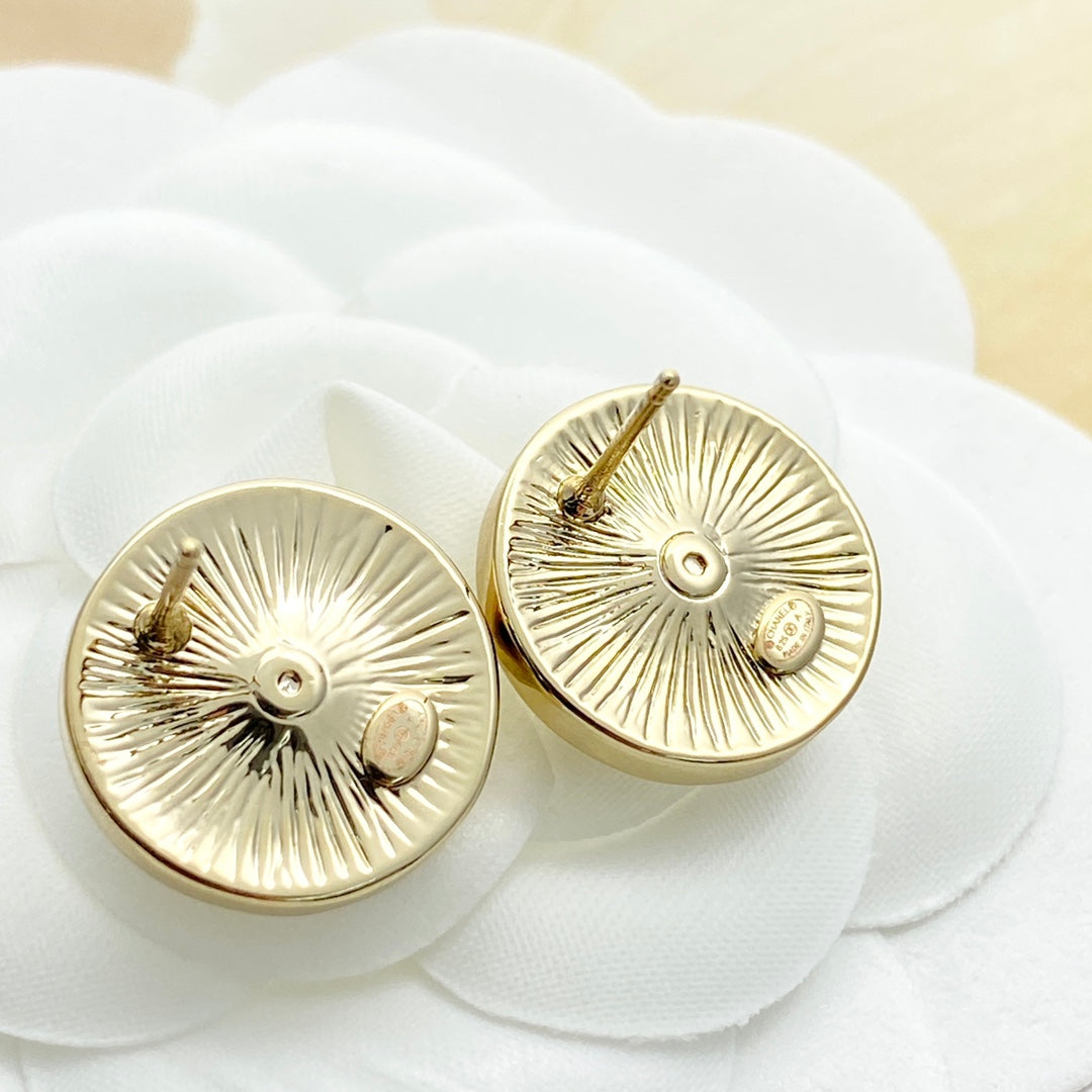 light gold crystal letter Stud Earrings for women - alternate angle view 8
