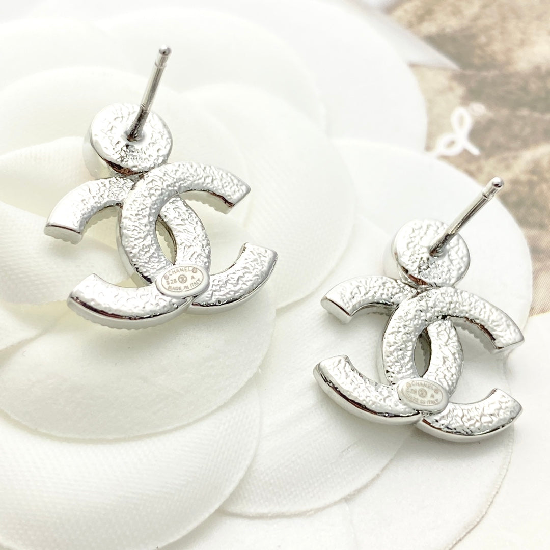 pink crystal rhinestone Stud Earrings for women - alternate angle view 3