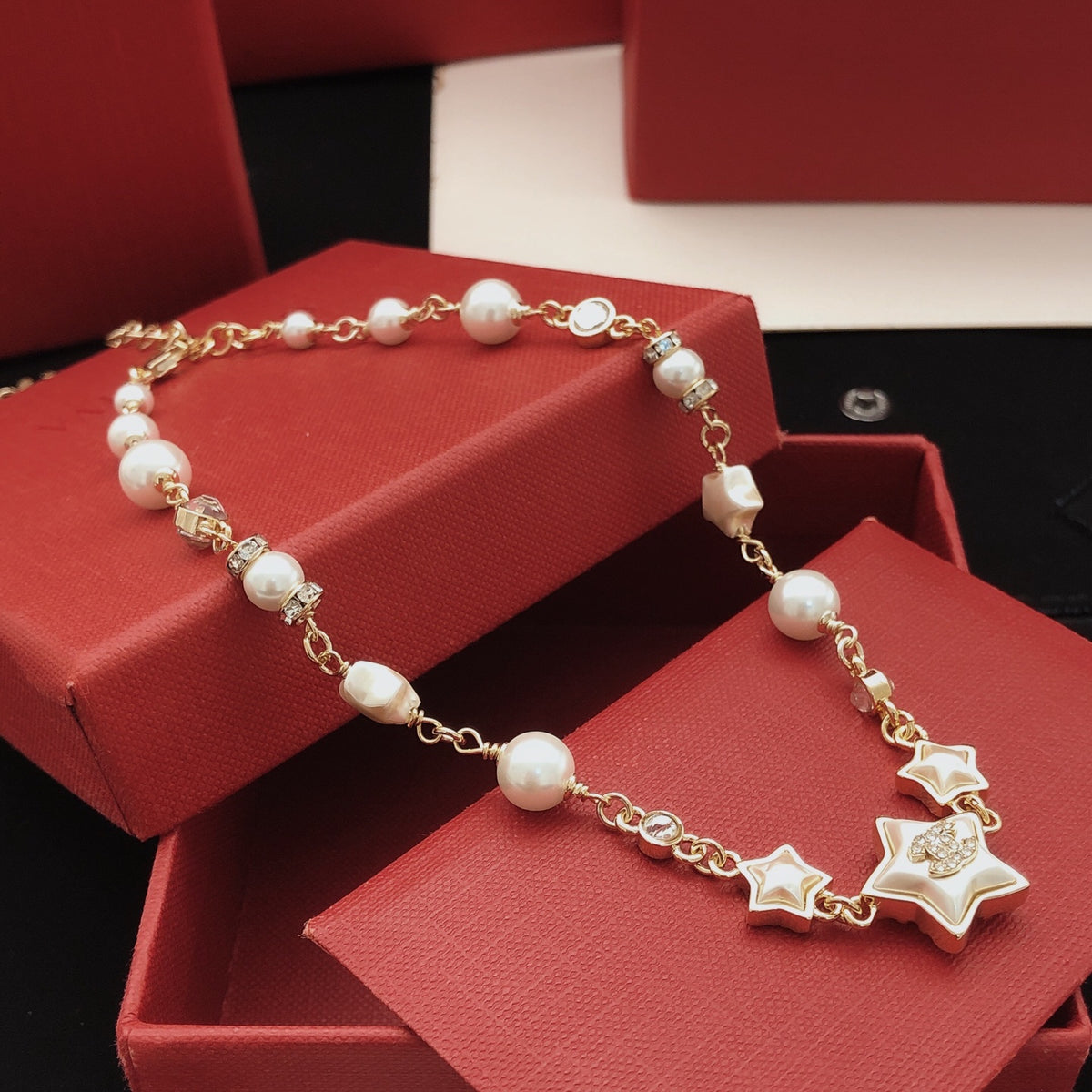 yellow brass star Necklace for women - alternate angle view 5