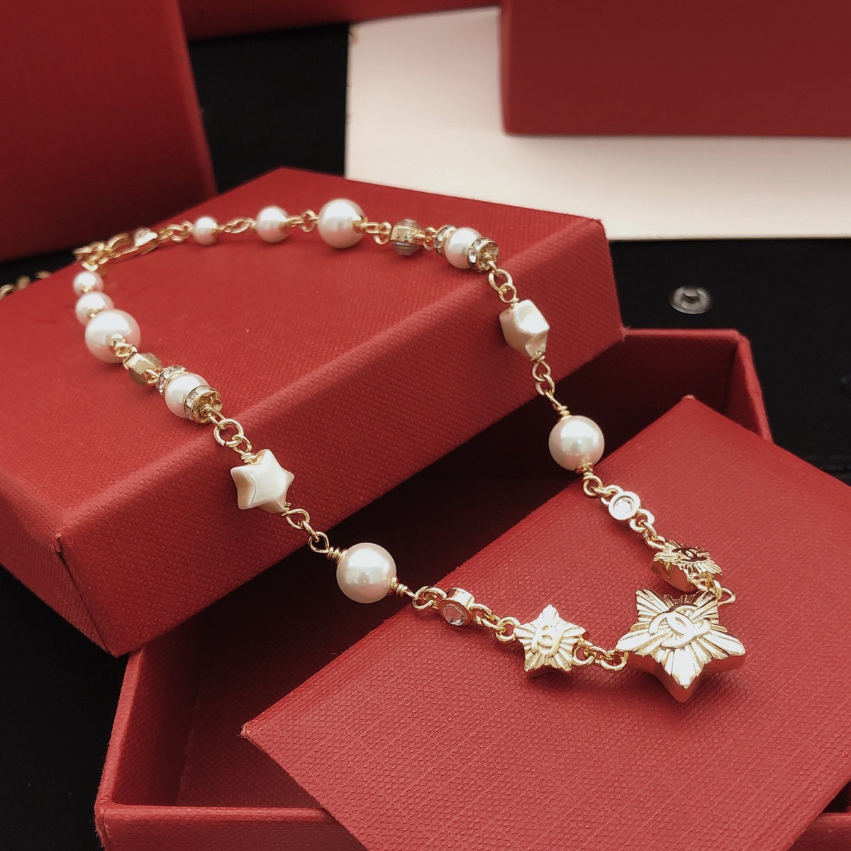 yellow brass star Necklace for women - alternate angle view 6