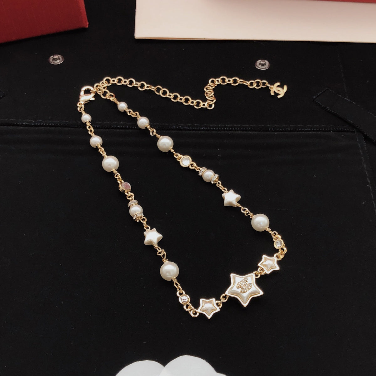 yellow brass star Necklace for women - alternate angle view 4