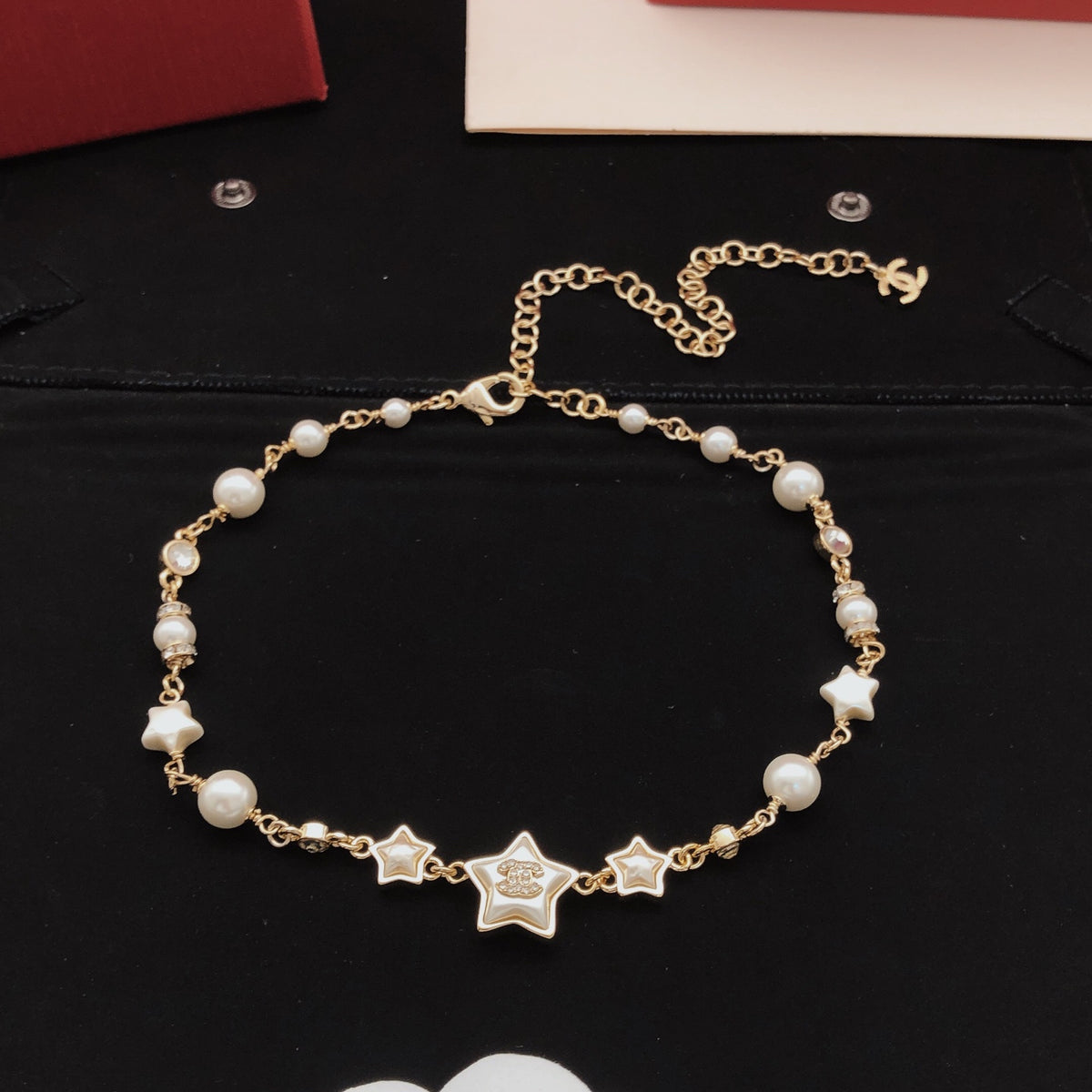 yellow brass star Necklace for women - alternate angle view 3