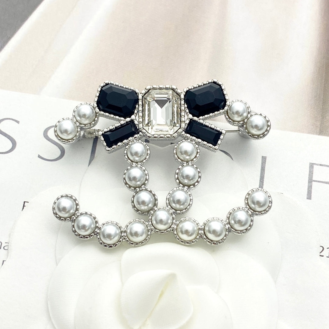 black and white pearl butterfly Brooch for women - alternate angle view 6