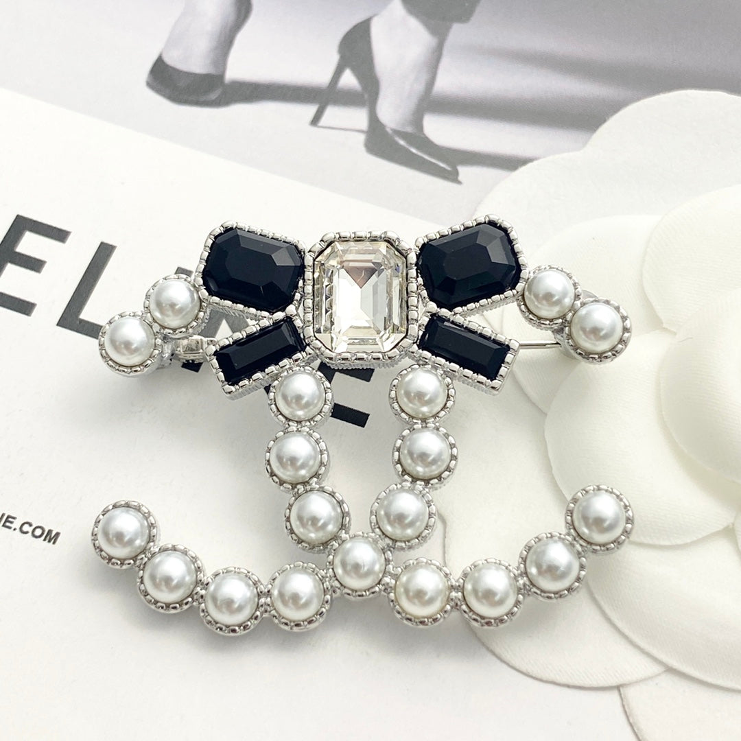 black and white pearl butterfly Brooch for women - alternate angle view 5