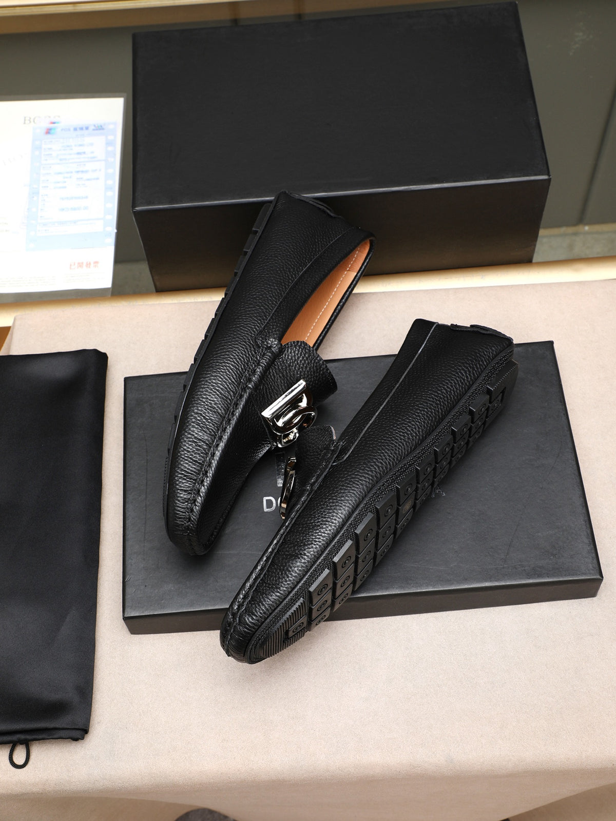 Dolce & Gabbana DG Men's Slip-On Moccasin Loafers with Metal Detail