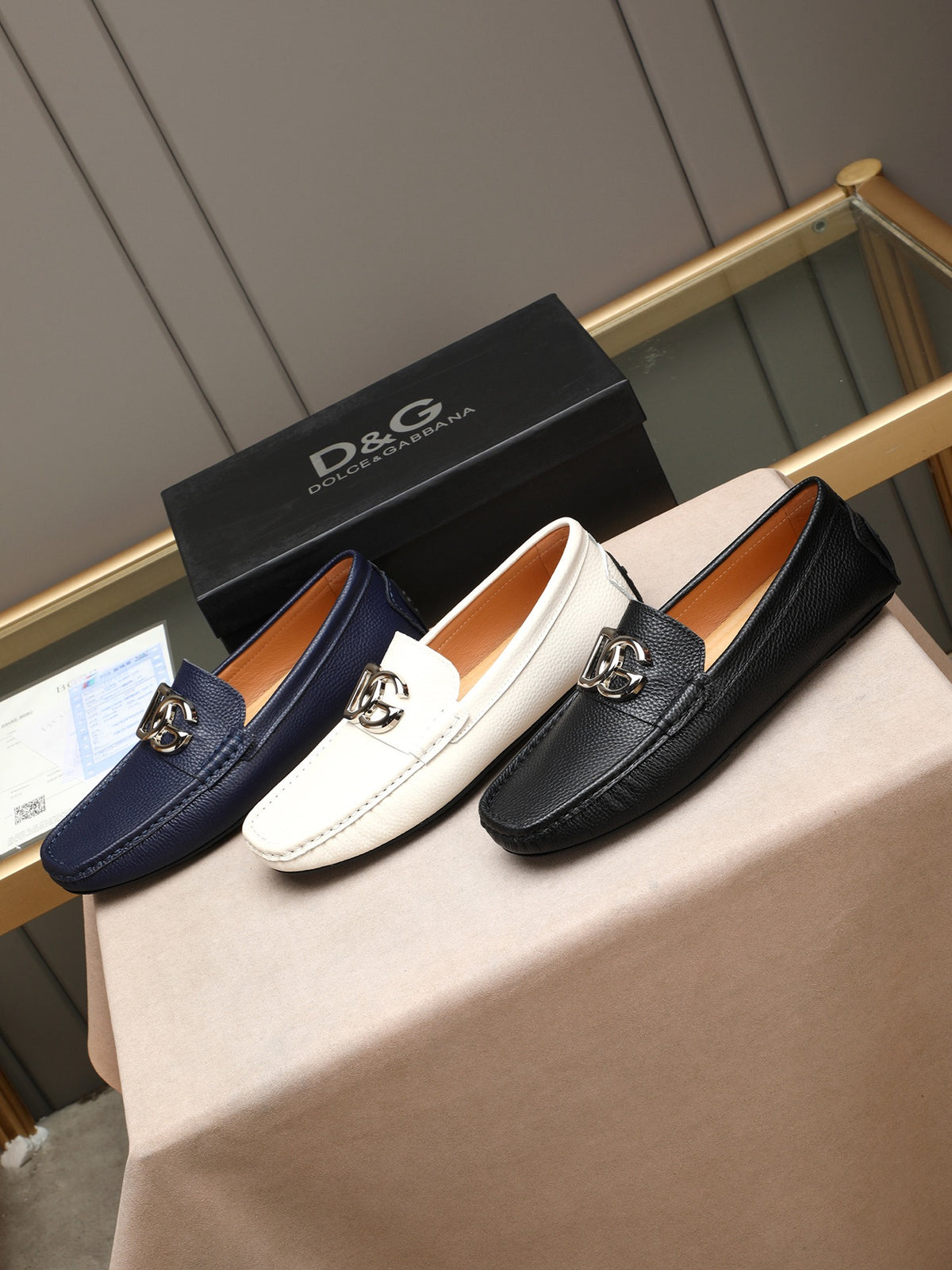 Dolce & Gabbana DG Men's Slip-On Moccasin Loafers with Metal Detail