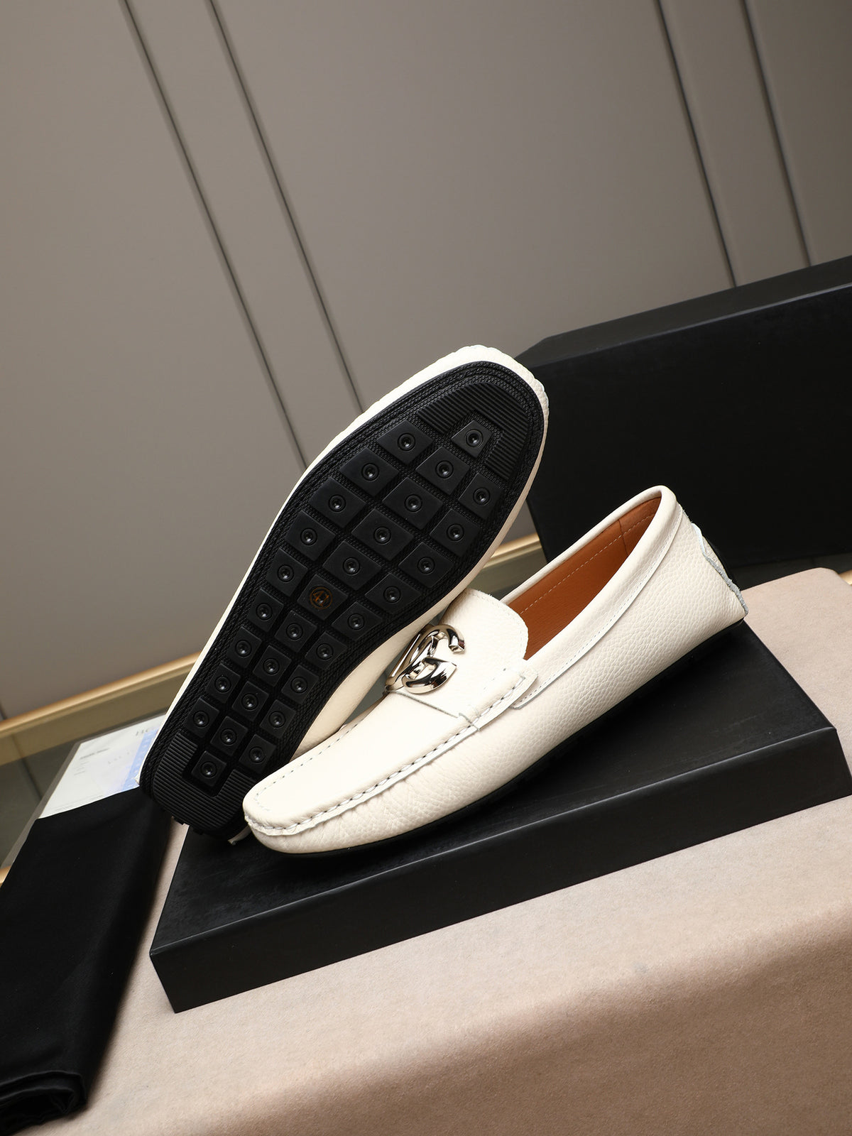 Dolce & Gabbana DG Men's Slip-On Moccasin Loafers with Metal Detail
