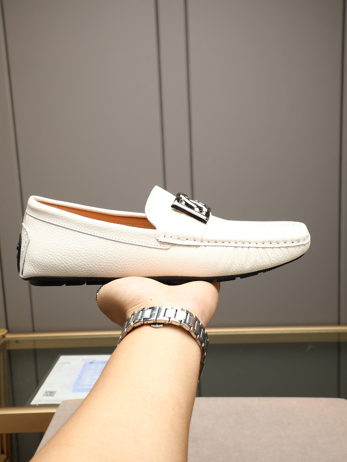 Dolce & Gabbana DG Men's Slip-On Moccasin Loafers with Metal Detail