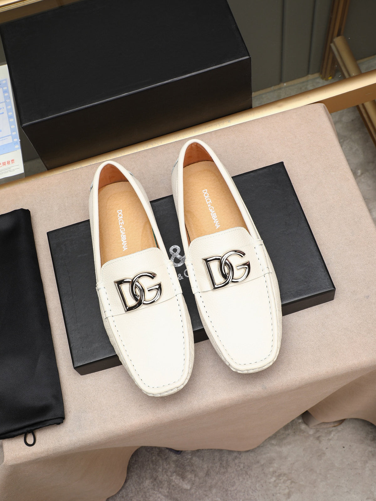 Dolce & Gabbana DG Men's Slip-On Moccasin Loafers with Metal Detail