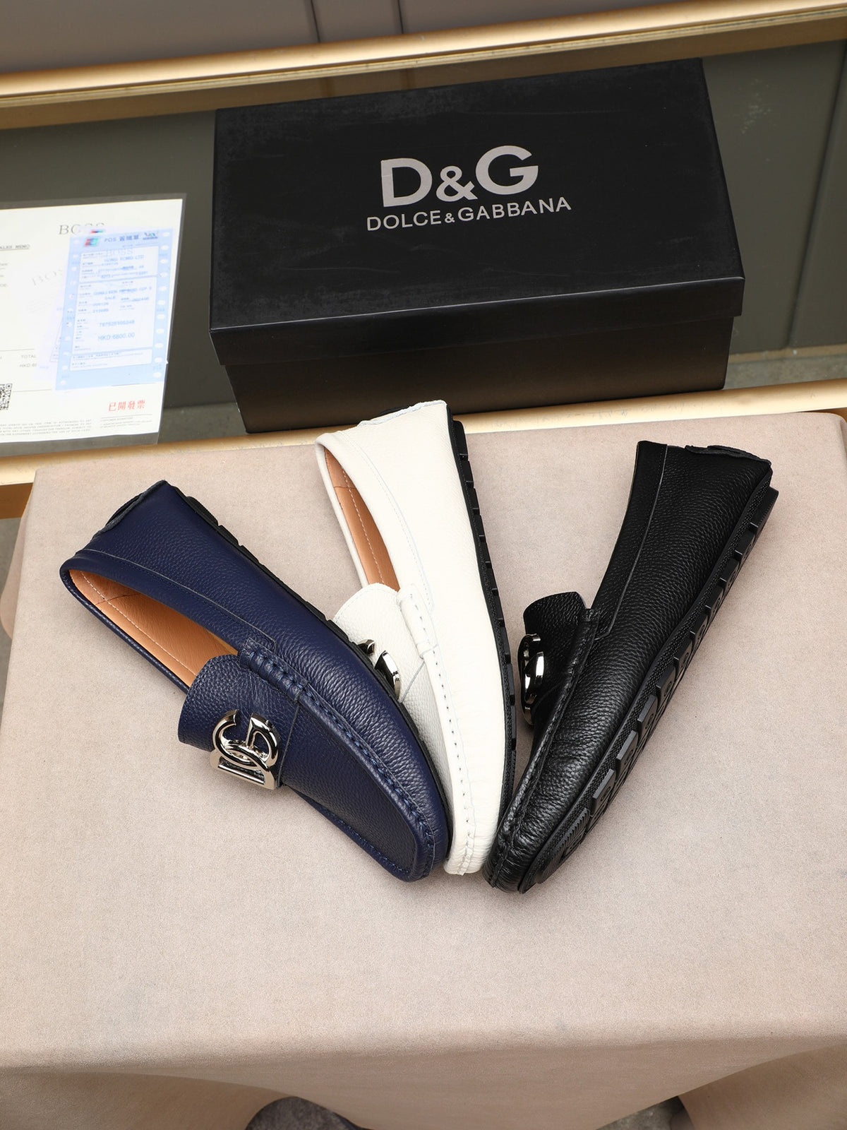 Dolce & Gabbana DG Men's Slip-On Moccasin Loafers with Metal Detail
