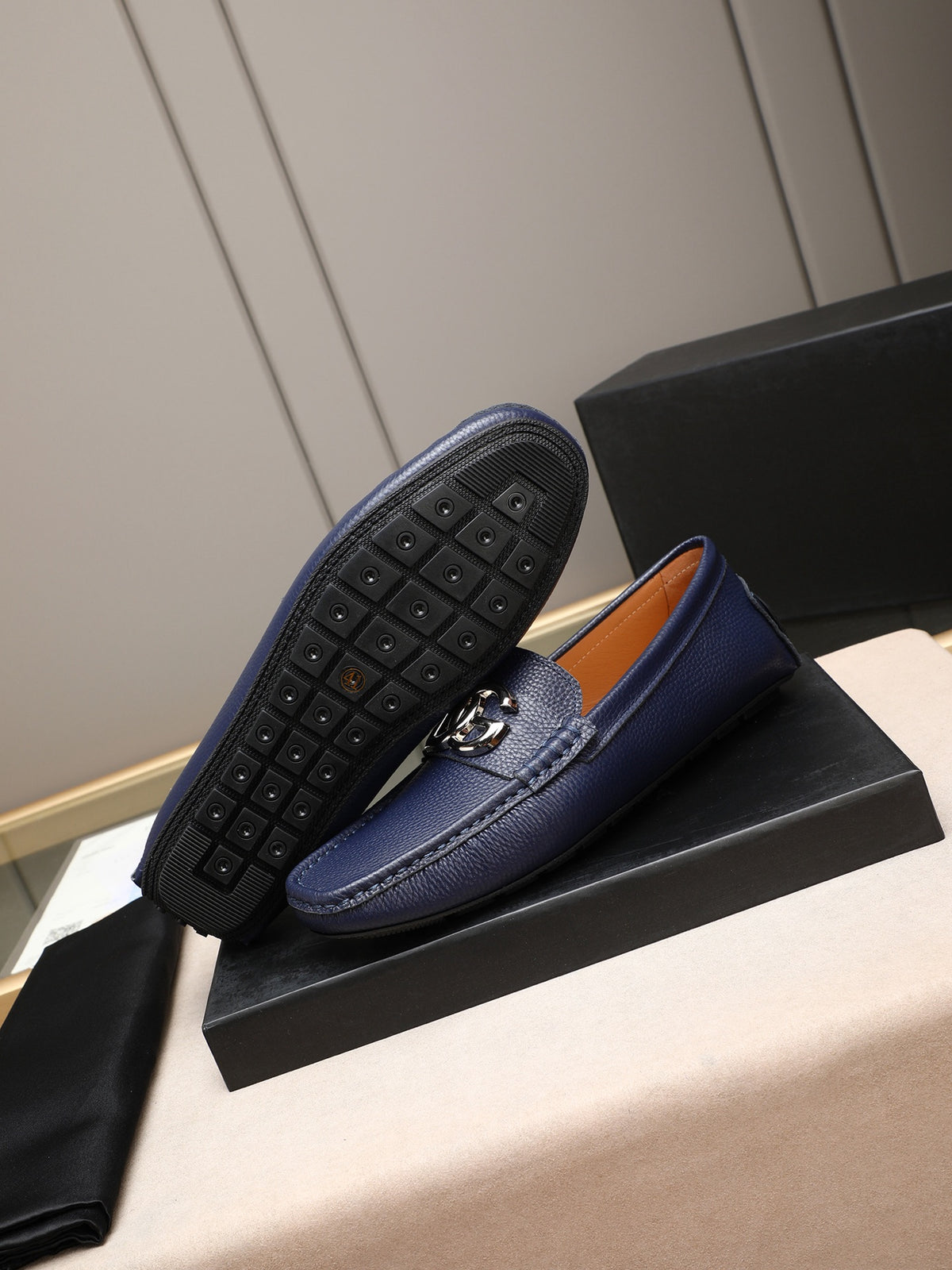 Dolce & Gabbana DG Men's Slip-On Moccasin Loafers with Metal Detail